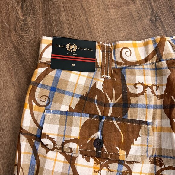 NEW Phat Farm Classics Retro Plaid Leaf Shorts Men's 40 - Picture 6 of 8